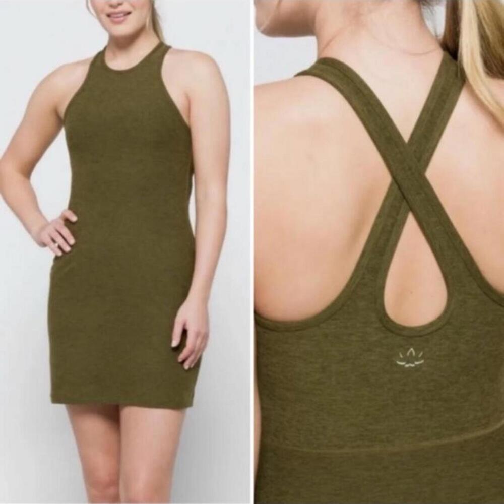 Beyond Yoga Spacedye Under Lock And Key Dress Heather Olive Green Women’s Medium - Picture 2 of 12